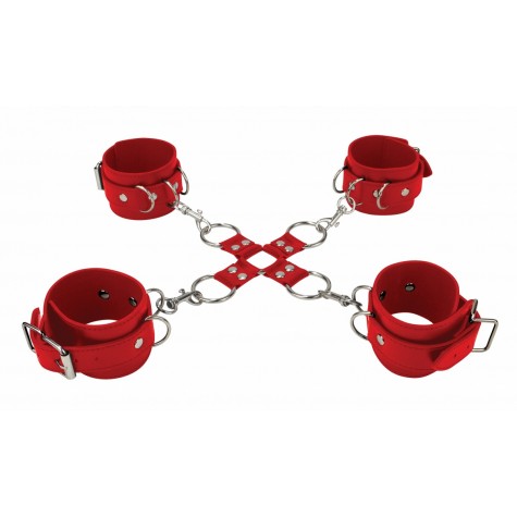 Красный комплект оков Hand And Legcuffs